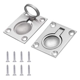 Gasea 2 Packs Flush Ring Pull Handle Hatch Locker Cabinet Hidden Handle with 8pcs Mount Screws, 48 x 38mm