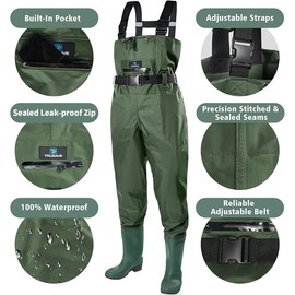 Trudave Chest Waders for Men with Boots, 2-Ply Nylon/PVC Waterproof Fishing & Hunting Waders for Men and Women