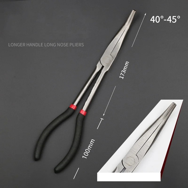 11-Inch Long Nose Pliers – Bent Handle Tool with 5