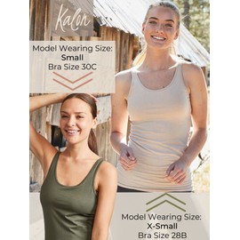 Kalon Women's 4-Pack Modern Busty Shelf Bra Cami Base Layer Camisole Tank Top (Small, Earth Tones)
