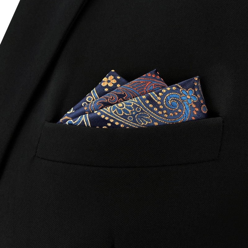 S&W SHLAX&WING Mens Paisley Pocket Squares XL Large for Wedding