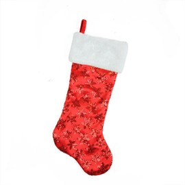 Northlight 20.5" Red Sequin Snowflake Stocking with White Faux Fur Cuff Christmas Decorations