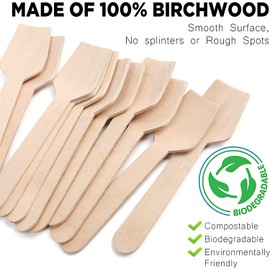100 Pack Wooden Spoon, Disposable Spoons, Biodegradable and Compostable Wooden Spoons Disposable,Dessert Spoons and Mini Ice Cream Spoons