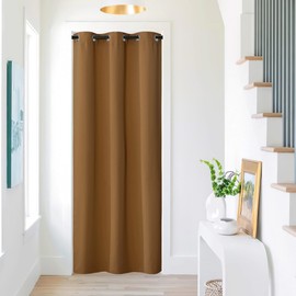 NICETOWN Thermal Insulated Door Curtains for Doorway Divider, Privacy Covering Blackout Light Blocking Curtain for Bedroom Closet/Sliding Glass Patio, 42" W x 80" L, Gold Brown, 1 Panel
