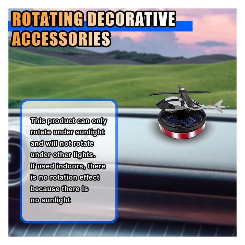Helicopter Car Air Fresheners with Solar Rotating, Creative Car Perfume