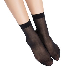 MANZI 12 Pairs Women's Ankle High Sheer Socks (12 Pairs Black)