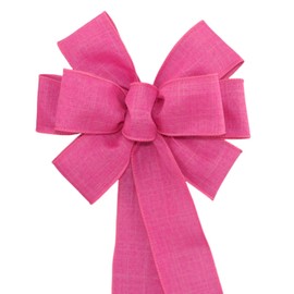 Hot Pink Rustic Wreath Bow - Spring Easter Bow by Package Perfect Bows – Made in USA (10 inch bow)