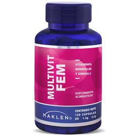 FEM MULTIVIT - Maklen Multivitaminico para Mujer con Omega 3 - Suplemento Integral para Mujeres, Apoyo Nutricional Completo - 120 Softgels de 1,300 mg
