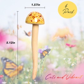 Greefun Mushroom Outdoor Decor 6pcs Colorful Ceramic Mushroom Home, Garden, Planters, Yard, Lawn Ornaments Stakes (5.12inch)