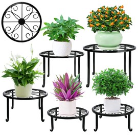 Metal Plant Stand 5 Pack Plant Stands for Indoor Outdoor Plants Multiple Heavy Duty Flower Pot Stand Holder Rustproof Iron Round Plant Shelf for Planter Outdoor Plant Stand for Patio & Garden Décor