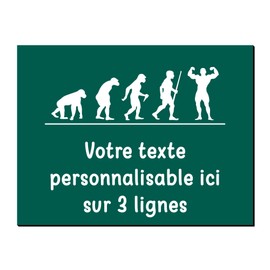 Mygoodprice Dekoschild Evolution Krafttraining aus Aluminium, personalisierbar, 20 x 15 cm oder 30 x 20 cm, Dunkelgrün