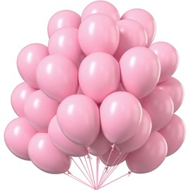 PartyWoo Cherry Pink Balloons 50 pcs 12 Inch Light Baby Pale Pink Latex Balloons for Baby Shower Gender Reveal Valentine's Day Engagement Wedding Princess Birthday Party Decorations Pink-Q09