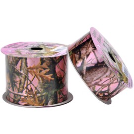 The Camo Hut PINK Camo 1.25" Poly Ribbon - 20 Rolls Per Yard