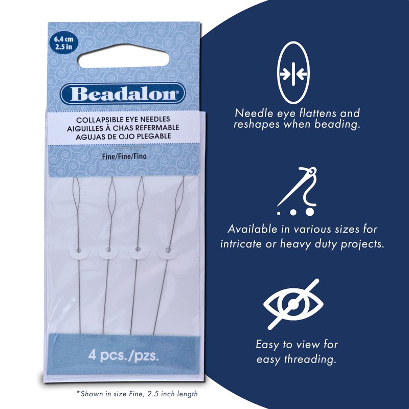 Beadalon Collapsible Eye Beading Needles, Medium 0.36 mm / .014