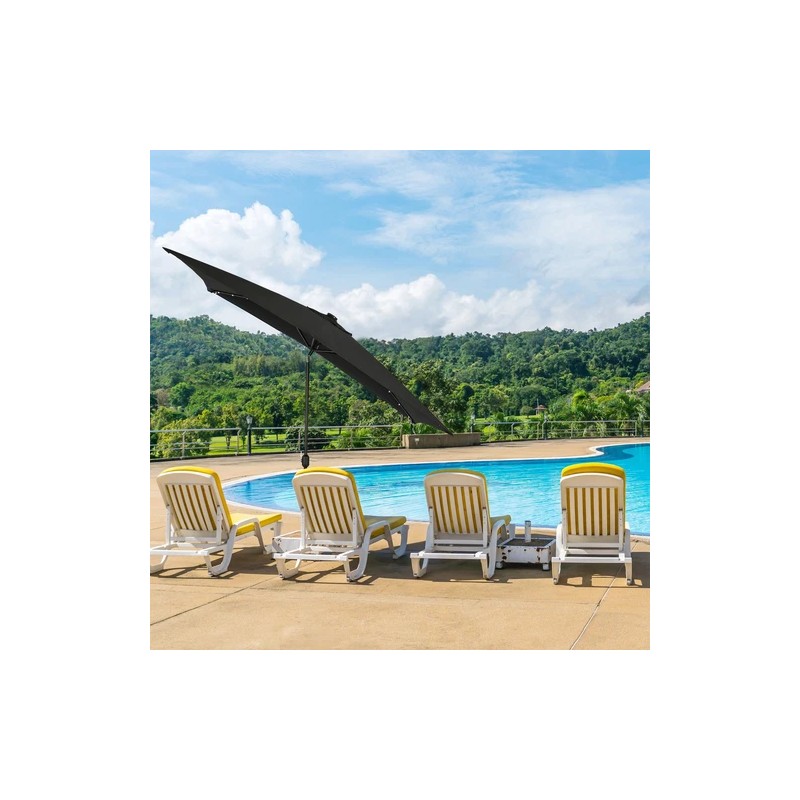 Island Umbrella Nassau 6.5-ft x 10-ft Rectangular Market - Black