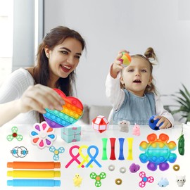 Spolux Fidget Simple Fidget Pack, 35pcs Fidget Toys Set with Popping Fidget Sensory Toys for Kids and Adults Simple Fidget Stress Relief Kit Gift for Party Classroom Christmas Stocking