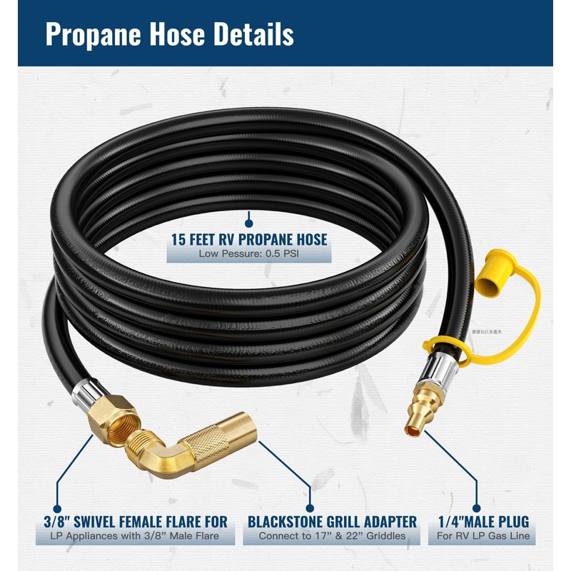 CALPOSE 15FT RV Quick Connect Propane Hose