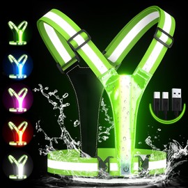 Xeiophoy LED Reflective Running Vest, 3rd Generation Running Gear, 5 Lights Colors High Visibility Running Vest Rechargeable for Night Running Walking Cycling, Safty Running Vests for Men Women Kids