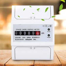 Single Phase Electricity Power Energy Meter, DIN Rail Meter, Electricity Usage Monitor, Single Phase Electric Power Meter, Industrial Equipment for Sub‑Meter Systems