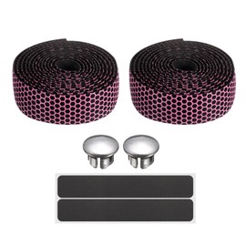sourcing map Bike Handlebar Tape PU EVA Soft Bicycle Bar Tape with End Plugs for Road Cycling Folding Bicycles Enhance Bike Grip, Pink