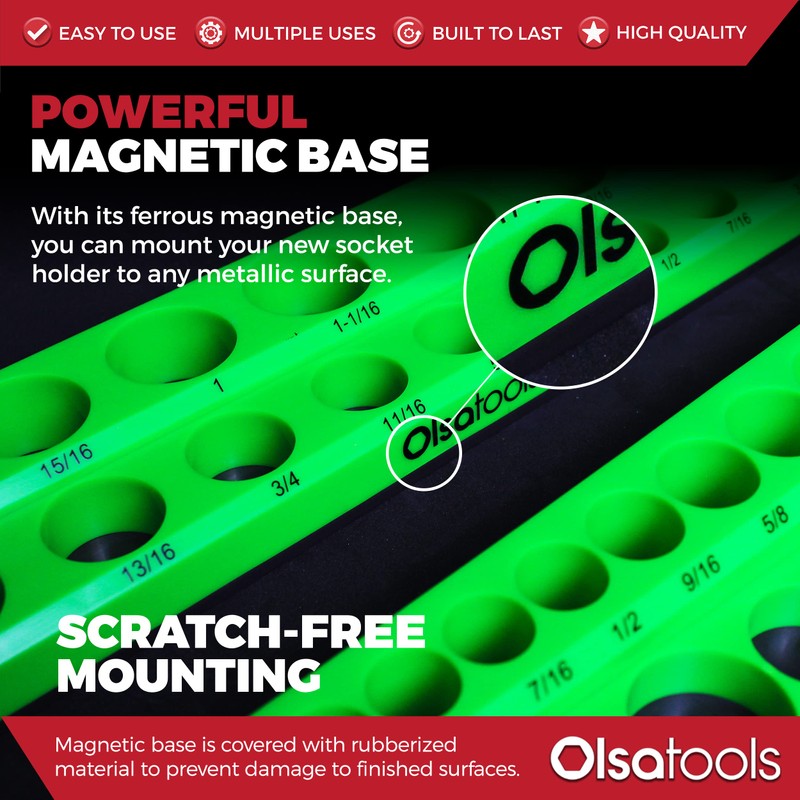 Olsa Tools Magnetic Socket Organizer | 3 Piece Socket Holder