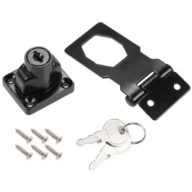 XMHF 2Pcs Keyed Hasp Locks 2.5 Inch Twist Knob Keyed Locking Hasp, Metal Safety Hasp Latches Keyed Different for Small Doors, Cabinets and Toolbox, Black