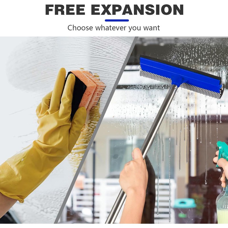 2 in 1 Window Squeegee,Car Window Cleaner Tool with 55"