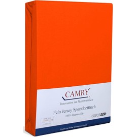 Camry Fitted Sheet Topper 180 x 200 cm Orange Cotton Bed Sheet Jersey Fitted Sheet Oeko-Tex 100