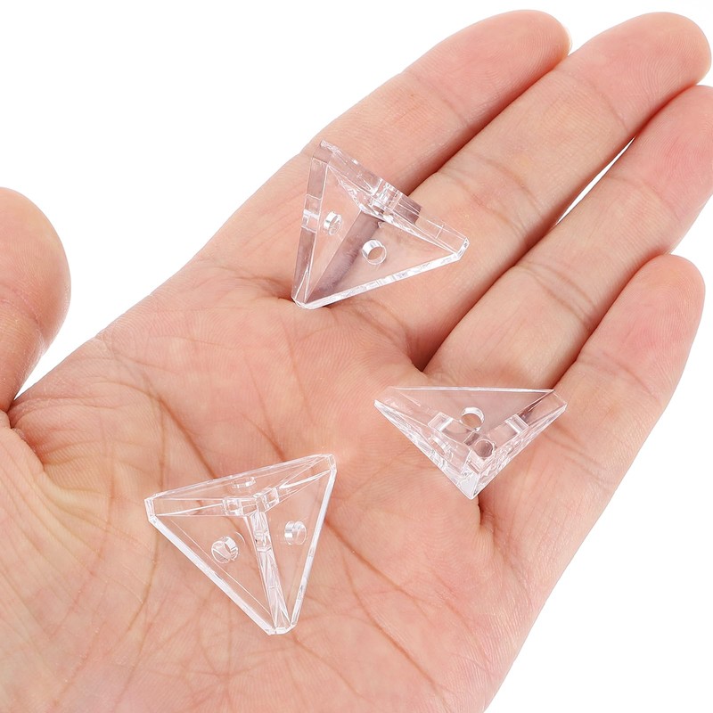uxcell 12 Set Acrylic Corner Bracket, 3-Hole Triangle Corner Connector