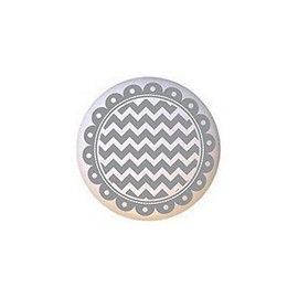 Gray Grey - Scalloped Zig-zagged Circles Stripes - DECORATIVE Glossy CERAMIC Cupboard Cabinet PULLS Dresser Drawer KNOBS