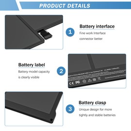 A1466 Laptop Battery for MacBook Air 13 inch A1466(Mid 2012, Mid 2013, Early 2014, Early 2015,2017) A1369(Late 2010, Mid 2011 Version) High Performance 7200mAh fits A1496 A1405 A1377 [Upgraded 3.0]