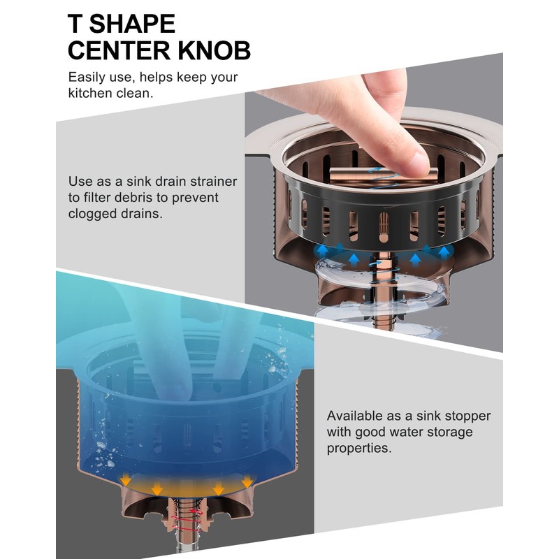 BOTEMY B9171 Copper Kitchen Sink Drain Kit 3 1/2 Sink