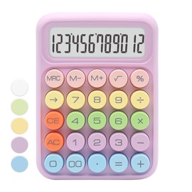 Purple Calculator, UPIHO Standard Calculator, Colorful Purple Calculator with 12 Digit Display and Big Buttons,Purple Office Supplies and Desk Accessories,Cute Calculator for Office,School