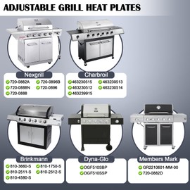 Adjustable Universal Grill Heat Plates, Heat Shields, Heat Tents, Burner Covers Guard, Heat Deflector, Heat Diffuser, Flame Tamer for Nexgrill, Dyna Glo, Charbroil, Brinkmann Grill Replacement Parts.