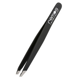 Remos Slanted Tip Eyebrow Tweezers Stainless Steel 9 cm Colour Coated Black