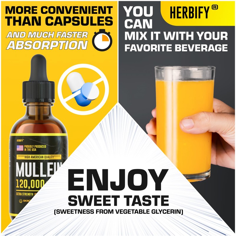 HERBIFY Mullein Drops - Lung Cleanse - Leaf Extract -