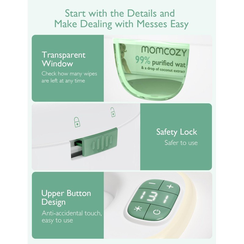 Momcozy Baby Wipe Warmer, Innovative Spring Design, Large Capacity Wipes