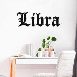 Vinyl Wall Art Decal - Libra - 10" x 30" - Zodiac Signs Gothic Modern Inspirational Astrology Quote Sticker for Bedroom Living Room Closet Home Office Dorm Room Decor (Black, Libra)