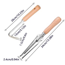 DragonX2 Pack of 2 Root Weeder with Handle, Stainless Steel Weeder with Planting Function, Manual Weeder for Digging, Weeding, Garden Root Weeder, for Digging, Weeding, Transplanting, Root