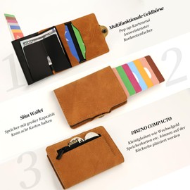 AISIR Slim Wallet with Coin Compartment & RFID Protection - Mini Wallet Men & Women - Card Holder Credit Card Holder - Wallet / Slim Wallet Men / Minimalism Slim Wallet 2024, brown, Minimalist