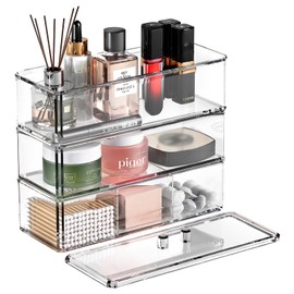 PAVSTINE Three Layers Cotton Pad Dispenser, Cotton Bud Container, Cotton Pads Storage, Makeup Storage