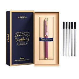 JDFNVFK Bolígrafo Elegante en Caja de Regalo, Pluma de Gel Punto Fino para Hombre y Mujer, con 5 Recargas Negras de 0,5 mm, Ideal para Día del Maestro