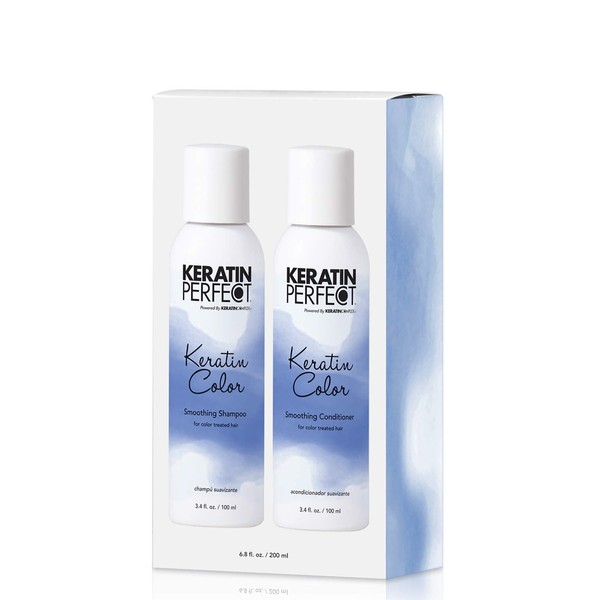 Keratin Perfect - Keratin Color Travel Duo - Shampoo & Conditioner - For Colour Treated Hair - Softens and Protects - Extends Keratin Treatment - 3.4 oz
