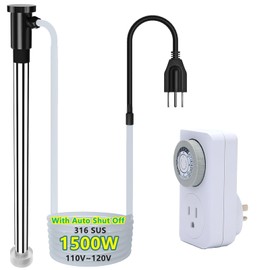 JUPSDDTH 1500W Immersion Water Heater C Portable Submersible Electric Heater with Timer Auto Shut-Off, fit Hot Tubs, Pools, Baptismal, Spa Tubs, Inflatable Pools & Above Ground Water Heater for Pool