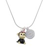 Delight Jewelry Resin Monkey with Bunny Ears Silvertone Engraved Congrats