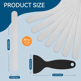 QVYQVY Anti-Skid Strips for Tub and Bathroom, 24-Pack Transparent Grip Pads with Applicator Tool – Slip-Resistant Safety Set for Washroom Floors, Steps, Stepladders, and Spa Surfaces