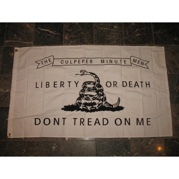3x5 Embroidered Sewn Gadsden Dont Tread on Me White Culpeper