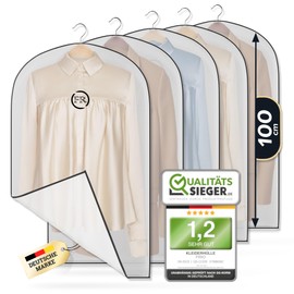 FiRiO® 5 x Sturdy Garment Covers - Premium Garment Bags Mothproof, Breathable & Waterproof - High-Quality Clothes Protective Covers for Suit & Shirt - Transparent Garment Bag - 100 x 60 cm