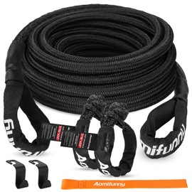 Aomifunny 7/16" x 30ft UHMWPE Tow Rope, 31,200 Lbs Break Strength, Heavy Duty Tow Strap Recovery Kit for ATV, UTV, SUV, Cars(Black)