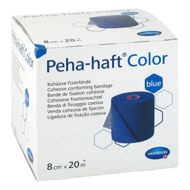 Peha-Haft Color Fixation Bandage Latex for 8 cm x 20 m Blue
